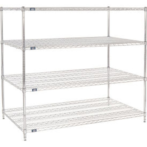 Nexel 4 Shelf, Chrome Wire Shelving Unit, Starter, 60"W x 36"D x 54"H