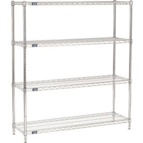 Nexel 4 Shelf, Chrome Wire Shelving Unit, Starter, 54"W x 14"D x 63"H