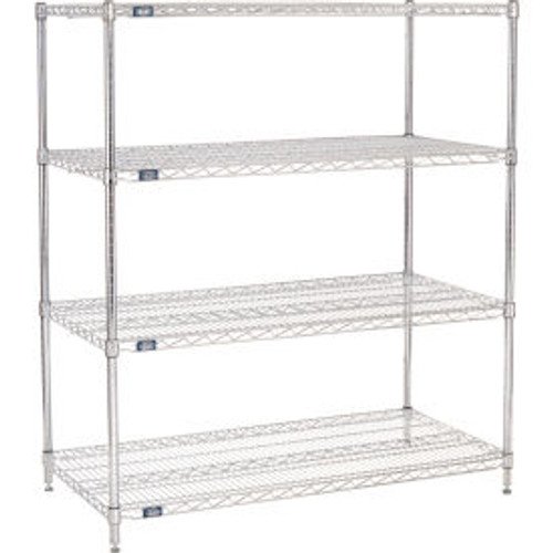 Nexel 4 Shelf, Chrome Wire Shelving Unit, Starter, 54"W x 24"D x 63"H