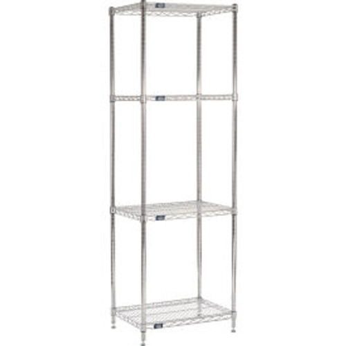 Nexel 4 Shelf, Chrome Wire Shelving Unit, Starter, 30"W x 18"D x 74"H