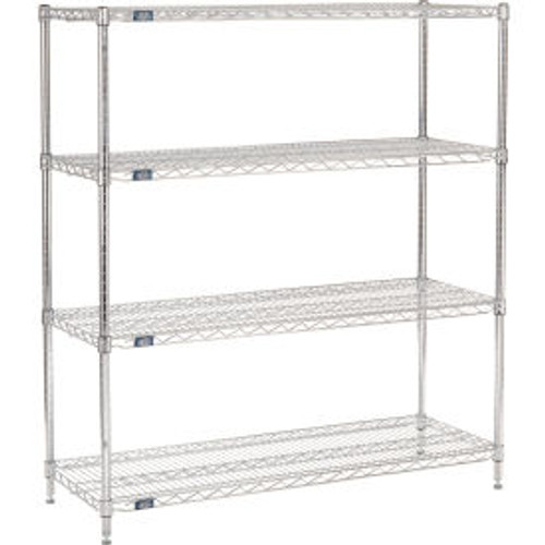 Nexel 4 Shelf, Chrome Wire Shelving Unit, Starter, 48"W x 18"D x 63"H
