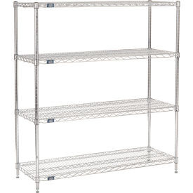 Nexel 4 Shelf, Chrome Wire Shelving Unit, Starter, 48"W x 18"D x 63"H