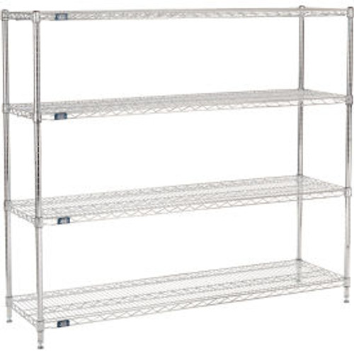 Nexel 4 Shelf, Chrome Wire Shelving Unit, Starter, 72"W x 18"D x 63"H