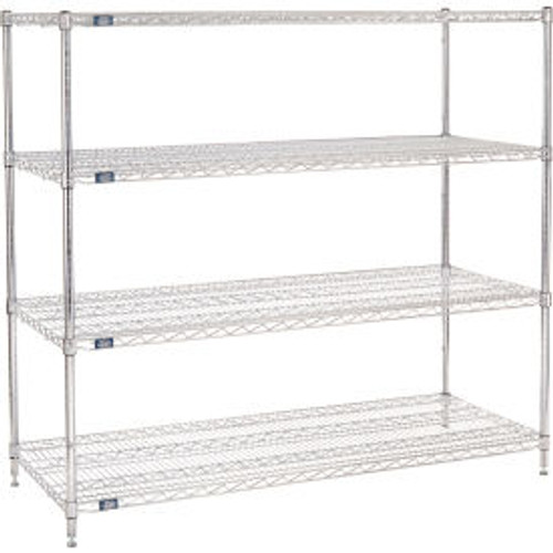 Nexel 4 Shelf, Chrome Wire Shelving Unit, Starter, 72"W x 24"D x 63"H