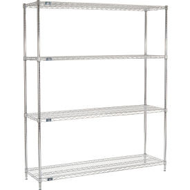 Nexel 4 Shelf, Chrome Wire Shelving Unit, Starter, 60"W x 18"D x 74"H