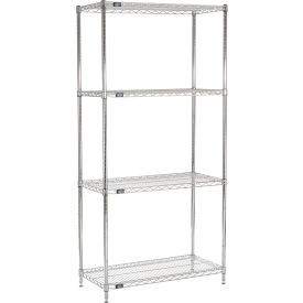 Nexel 4 Shelf, Chrome Wire Shelving Unit, Starter, 36"W x 18"D x 86"H