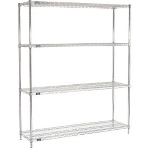 Nexel 4 Shelf, Chrome Wire Shelving Unit, Starter, 60"W x 18"D x 86"H