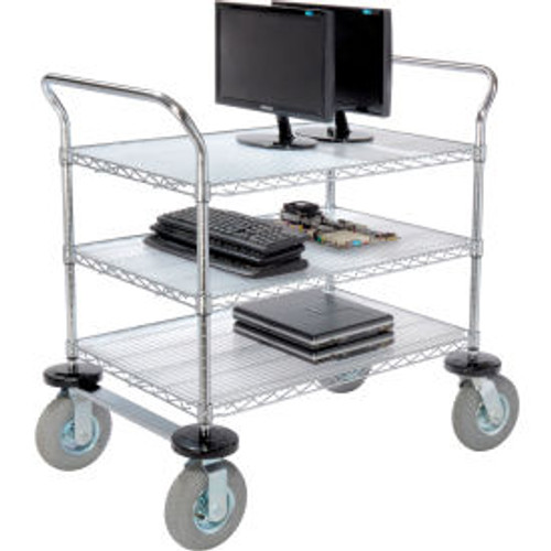 Nexel Chrome Wire Shelf Instrument Cart w/3 Shelves, 1200 Ib. Capacity, 36"L x 24"W x 44"H