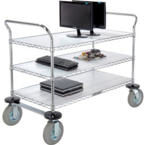Nexel Chrome Wire Shelf Instrument Cart w/3 Shelves, 1200 Ib. Capacity, 48"L x 24"W x 44"H