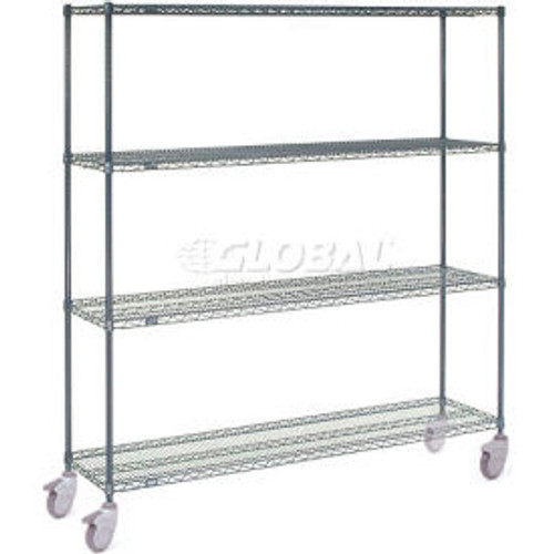Nexel 4 Shelf Truck, Nexelon, 60"W x 18"D x 92"H, Polymer Swivel Casters, 2 Brake