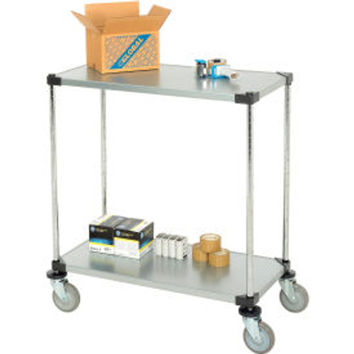 Nexel 2 Shelf Cart, Galvanized, 36"W x 18"D x 39"H, Polyurethane Casters
