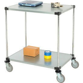 Nexel 2 Shelf Cart, Galvanized, 36"W x 24"D x 39"H, Polyurethane Casters