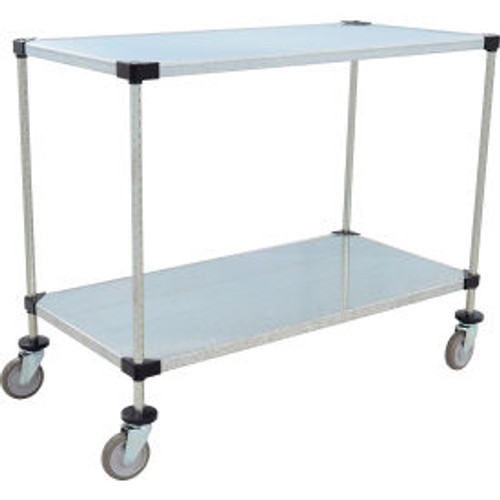 Nexel 2 Shelf Cart, Galvanized, 48"W x 24"D x 39"H, Polyurethane Casters