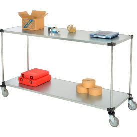 Nexel 2 Shelf Cart, Galvanized, 72"W x 24"D x 39"H, Polyurethane Casters