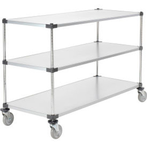 Nexel 3 Shelf Cart, Galvanized, 60"W x 24"D x 39"H, Polyurethane Casters