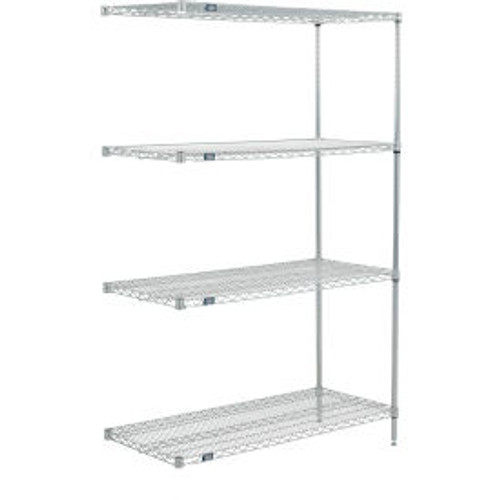 Nexel 4 Shelf, Poly-Z-Brite Wire Shelving Unit, Add On, 24"W x 21"D x 74"H