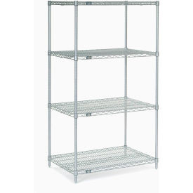 Nexel 4 Shelf, Stainless Steel Wire Shelving Unit, Starter, 36"W x 24"D x 63"H