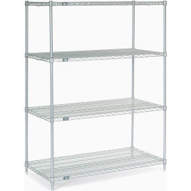 Nexel 4 Shelf, Stainless Steel Wire Shelving Unit, Starter, 48"W x 24"D x 63"H