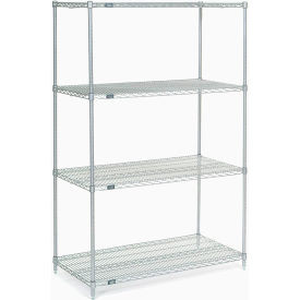 Nexel 4 Shelf, Stainless Steel Wire Shelving Unit, Starter, 48"W x 24"D x 74"H