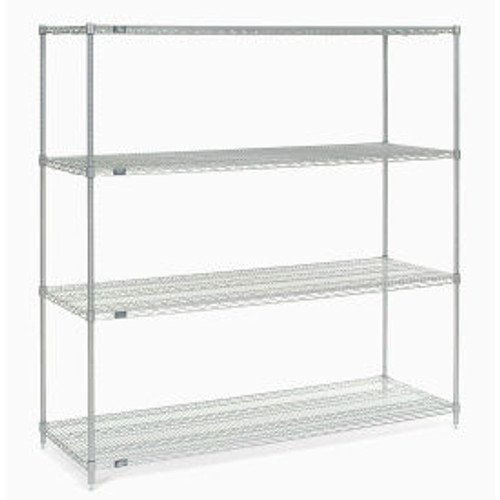 Nexel 4 Shelf, Stainless Steel Wire Shelving Unit, Starter, 54"W x 18"D x 74"H