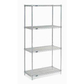 Nexel 4 Shelf, Stainless Steel Wire Shelving Unit, Starter, 48"W x 18"D x 86"H