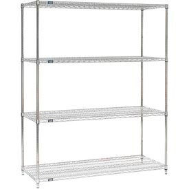 Nexel 4 Shelf, Stainless Steel Wire Shelving Unit, Starter, 72"W x 24"D x 86"H