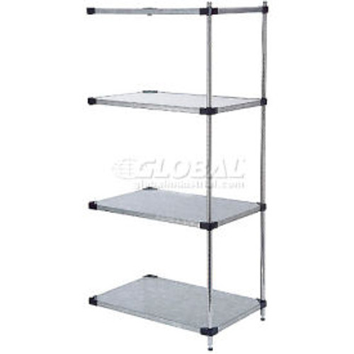 Nexel 4 Shelf, Galvanized Steel Solid Shelving Unit, Add On, 72"W x 24"D x 74"H