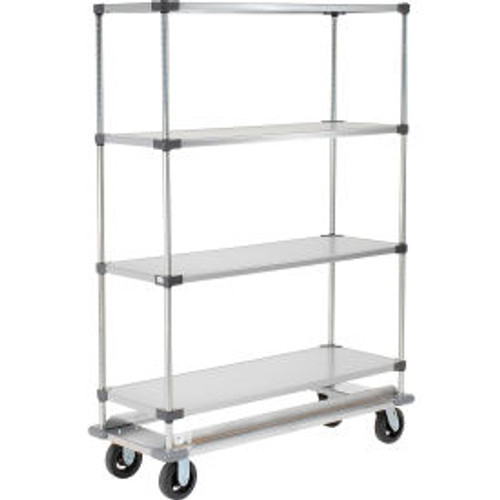 Nexel Galvanized Shelf Truck w/Dolly Base, 1600 lb. Capacity, 48"L x 18"W x 70"H, Gray