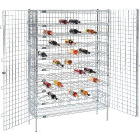 Nexel 10 Shelf, Chrome Wine Security Wire Shelving Unit,104 Bottles, 48"W x 14"D x 66"H