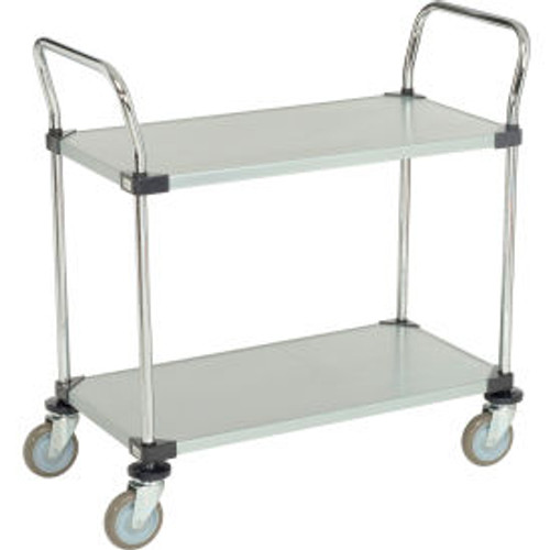 Nexel 2 Shelf, Galvanized Utility Cart, 36"Wx18"Dx39"H, Polyurethane Swivel Casters