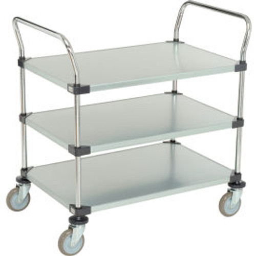 Nexel 3 Shelf, Galvanized Utility Cart, 36"Wx24"Dx39"H, Polyurethane Swivel Casters