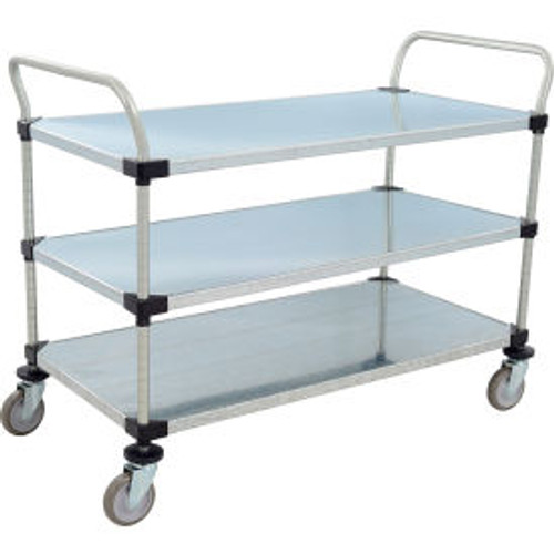 Nexel 3 Shelf, Galvanized Utility Cart, 48"Wx24"Dx39"H, Polyurethane Swivel Casters