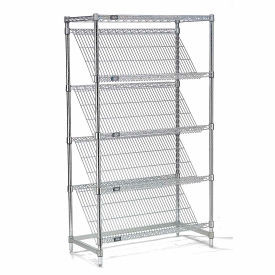 Nexel 5 Shelf, Chrome Slant Wire Shelving Unit, Starter, 48"W x 24"D x 63"H