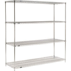 Nexel 4 Shelf, Chrome Quick Adjust Wire Shelving Unit, Starter, 72"W x 24"D x 74"H