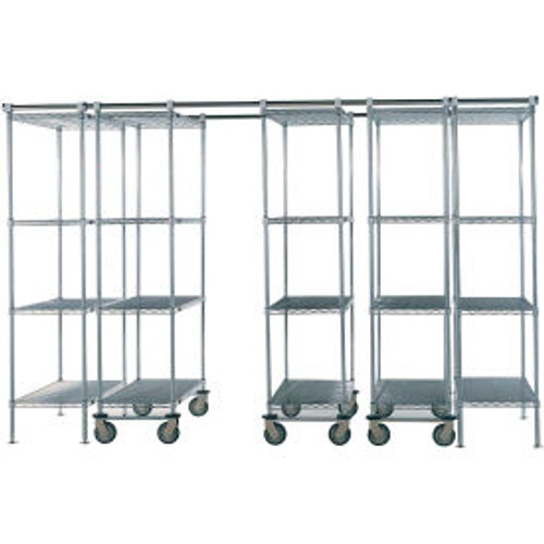 Nexel Space-Trac, 5 Unit, Chrome High Density Shelving, 48"W x 21"D x 76"H, 12' Length