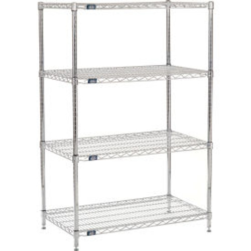 Nexel 4 Shelf, Chrome Wire Shelving Unit, Starter, 36"W x 21"D x 63"H