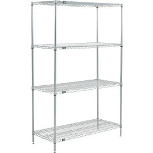 Nexel 4 Shelf, Poly-Z-Brite Wire Shelving Unit, Starter, 36"W x 24"D x 54"H
