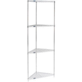 Nexel Chrome, 4 Shelf, Corner Wire Shelving Unit, Starter, 24"W x 18"D x 86"H