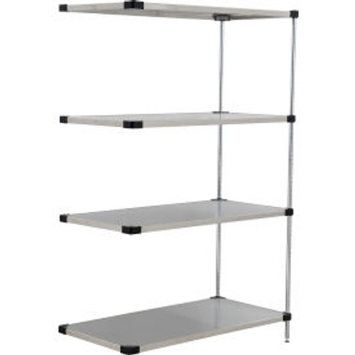 Nexel 4 Shelf, Stainless Steel Solid Shelving Unit, Add On, 48"W x 18"D x 86"H