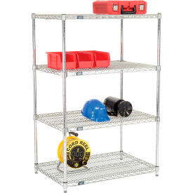 Nexel 4 Shelf, Poly-Z-Brite Quick Adjust Wire Shelving Unit, Starter, 36"W x 24"D x 54"H