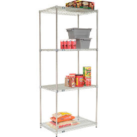 Nexel 4 Shelf, Poly-Z-Brite Quick Adjust Wire Shelving Unit, Starter, 36"W x 24"D x 86"H