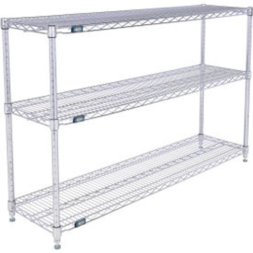 Nexel 3 Shelf, Chrome Wire Shelving Unit, Starter, 54"W x 14"D x 34"H