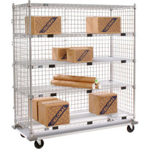 Nexel Enclosed Wire Exchange Truck w/5 Shelves, 1000 lb. Capacity, 36"L x 18"W x 69"H