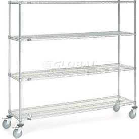 Nexel 4 Shelf Truck, Chrome, 72"W x 18"D x 69"H, Polyurethane Swivel Casters, 2 Brakes