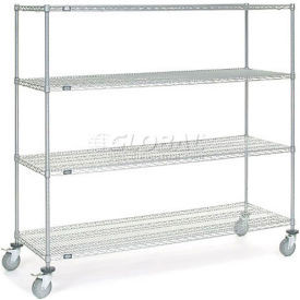 Nexel 4 Shelf Truck, Chrome, 72"W x 24"D x 69"H, Polyurethane Swivel Casters, 2 Brakes