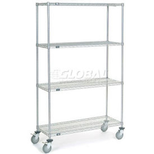 Nexel 4 Shelf Truck, Chrome, 48"W x 18"D x 80"H, Polyurethane Swivel Casters, 2 Brakes