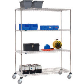 Nexel 4 Shelf Truck, Stainless Steel, 60"Wx24"Dx80"H, Polyurethane Swivel Casters, 2 Brakes