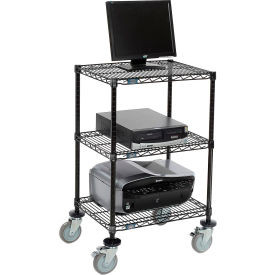 Nexel 3-Shelf Mobile Wire Printer Stand, 24"W x 18"D x 39"H, Black