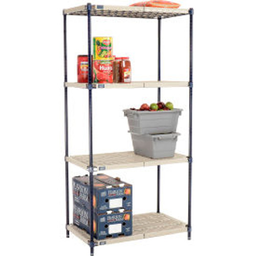 Nexel Nexelite 4 Shelf, Vented Plastic Mat Shelving Unit, Starter, 36"W x 21"D x 74"H