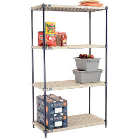 Nexel Nexelite 4 Shelf, Vented Plastic Mat Shelving Unit, Starter, 42"W x 21"D x 74"H